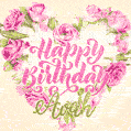 Pink rose heart shaped bouquet - Happy Birthday Card for Avah