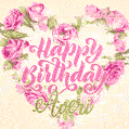 Pink rose heart shaped bouquet - Happy Birthday Card for Averi
