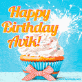 Happy Birthday, Avik! Elegant cupcake with a sparkler.