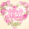 Pink rose heart shaped bouquet - Happy Birthday Card for Avrie
