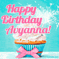 Happy Birthday Avyanna! Elegang Sparkling Cupcake GIF Image.