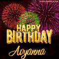 Wishing You A Happy Birthday, Avyanna! Best fireworks GIF animated greeting card.