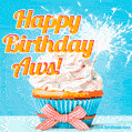 Happy Birthday, Aws! Elegant cupcake with a sparkler.