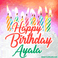 Happy Birthday GIF for Ayala with Birthday Cake and Lit Candles