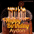 Chocolate Happy Birthday Cake for Aydon (GIF)