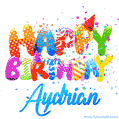 Happy Birthday Aydrian - Creative Personalized GIF With Name
