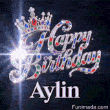 Personalised greeting card for Aylin featuring a majestic queen headpiece and glowing particle beams.