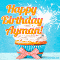 Happy Birthday, Ayman! Elegant cupcake with a sparkler.