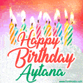 Happy Birthday GIF for Aytana with Birthday Cake and Lit Candles