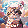 Happy birthday gif for Azir with cat and cake