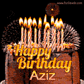 Chocolate Happy Birthday Cake for Aziz (GIF)