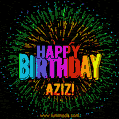 New Bursting with Colors Happy Birthday Aziz GIF and Video with Music