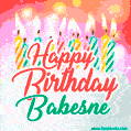 Happy Birthday GIF for Babesne with Birthday Cake and Lit Candles