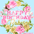Beautiful Birthday Flowers Card for Babesne with Glitter Animated Butterflies