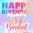 Animated Happy Birthday Cake with Name Barabal and Burning Candles