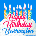 Happy Birthday GIF for Barrington with Birthday Cake and Lit Candles