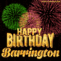 Wishing You A Happy Birthday, Barrington! Best fireworks GIF animated greeting card.