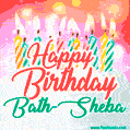 Happy Birthday GIF for Bath-Sheba with Birthday Cake and Lit Candles
