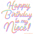 Happy birthday to my niece - rainbow lettering GIF