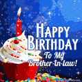 Happy birthday to my brother-in-law! Cupcake and lit candle gif.