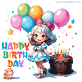 New adorable and vibrant anime birthday GIF, filled with cuteness and color