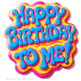 Mesmerizing and psychedelic sticker with the words 'Happy Birthday', reminiscent of far-out, slime-inspired typography