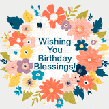 A floral birthday greeting card with the words Wishing You Birthday Blessings!