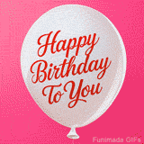 Animated white balloon expands and contracts with a bold red 'Happy Birthday To You' message, set against a vivid pink background for a fun celebratory effect.