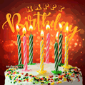 Yummy  Birthday cake GIF animation with candles burning