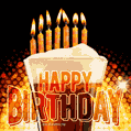 Cool & Funny Happy Birthday GIF for Him with Beer Cake