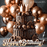 A mouth-watering and festive Birthday GIF. The chocolate masterpiece and the warm color palette offer a sophisticated and happy greeting to mark the occasion.