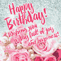 Glittered Pink and Yellow Birthday Roses GIF