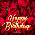 Best Happy Birthday GIF with red roses for her