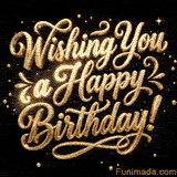 Charming party animation showing polished gold letters on a textured dark background, with a glowing message surrounded by tiny gold stars.