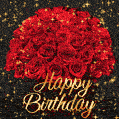 Beautiful red roses in a box - Happy Birthday Card