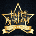 Golden Star Happy Birthday Card