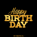 New Cool Happy Birthday GIF with golden letters