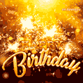 Birthday GIF. Stylish Golden Letters and  Sparklers.
