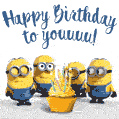Minions singing Happy Birthday to You Song. Funny GIF animated image.