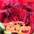 Elegant red rose happy birthday glitter gif (animated)