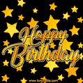 Fabulous Flashing Gold Stars Happy Birthday GIF Animated Card