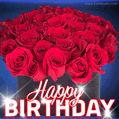 Red roses happy birthday animated card
