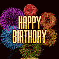 [New] Happy Birthday Animated (GIF) Greeting Card - Multicolored Fireworks