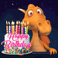 Cute dragon birthday gif image for a child