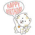 Cute cat happy birthday card for kids
