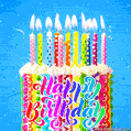 Beautiful colorful animated happy birthday cake
