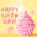 Yummy Birthday Cupcake and Sparkler GIF