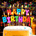 Pint glass with beer, happy birthday candles GIF for him
