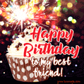 Wishing you a happy birthday! Chocolate cupcake happy birthday gif for a best friend.