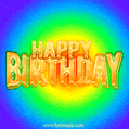 Super colorful rainbow happy birthday GIF + video eCard with music
